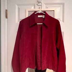 Croft & Barrow Red Burgundy Faux Suede Blazer Women's Small